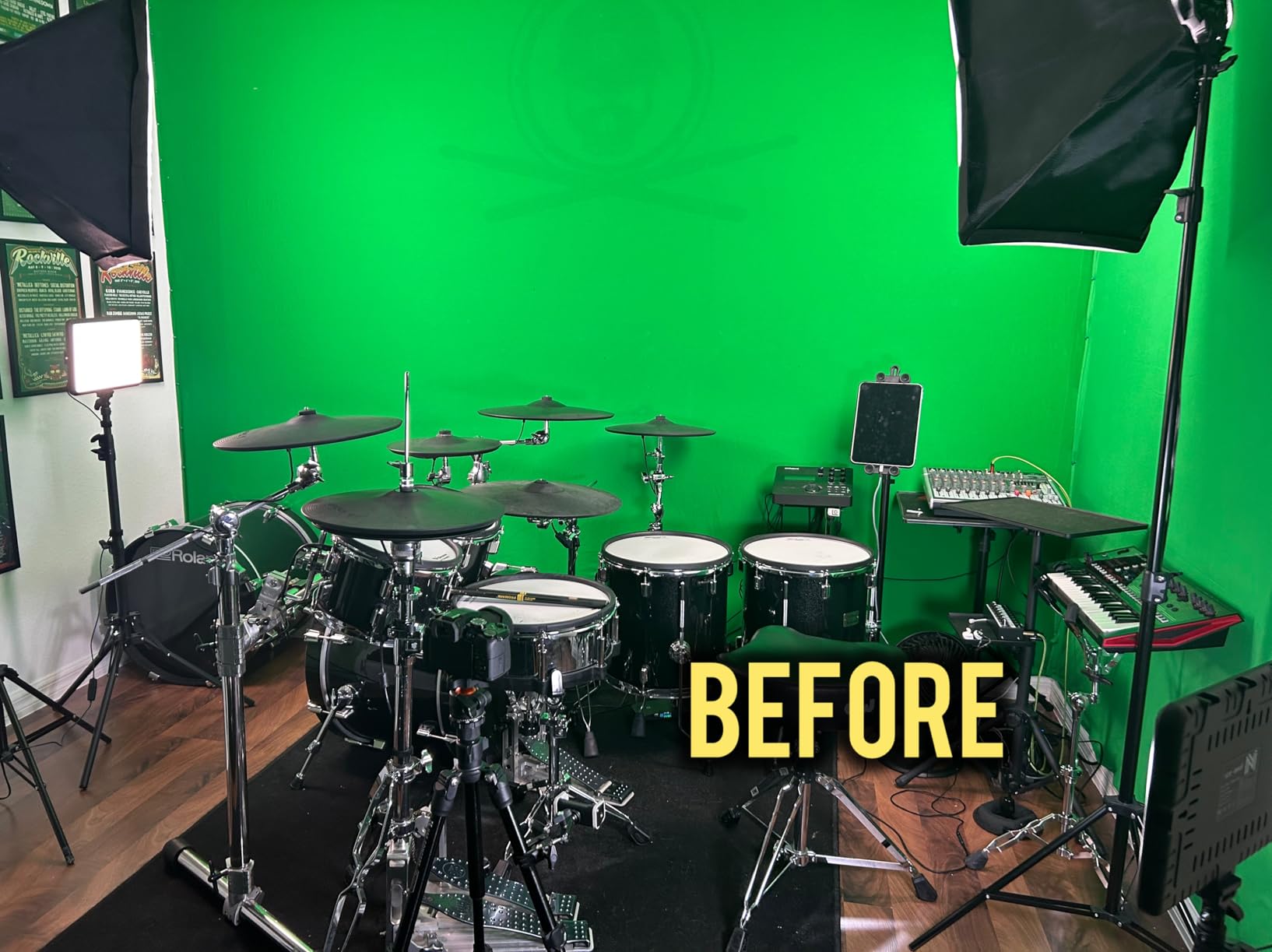 RAUBAY 59.8 x 86.6in Retractable Pull Down Green Screen Chroma Key Backdrop customer photo 2