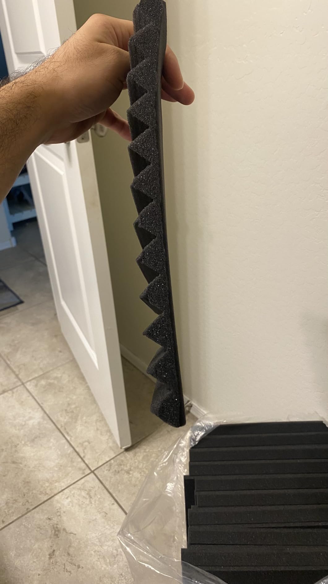 Knightsacoustic 96 Pack Sound Proof Foam Panels for Walls, 1 X 12 X 12 Inches Acoustic Foam Panels, High Density Acoustic Panels Sound Absorbing, Black Noise Cancelling Studio Wedges(NOT ADHESIVE) customer photo 1