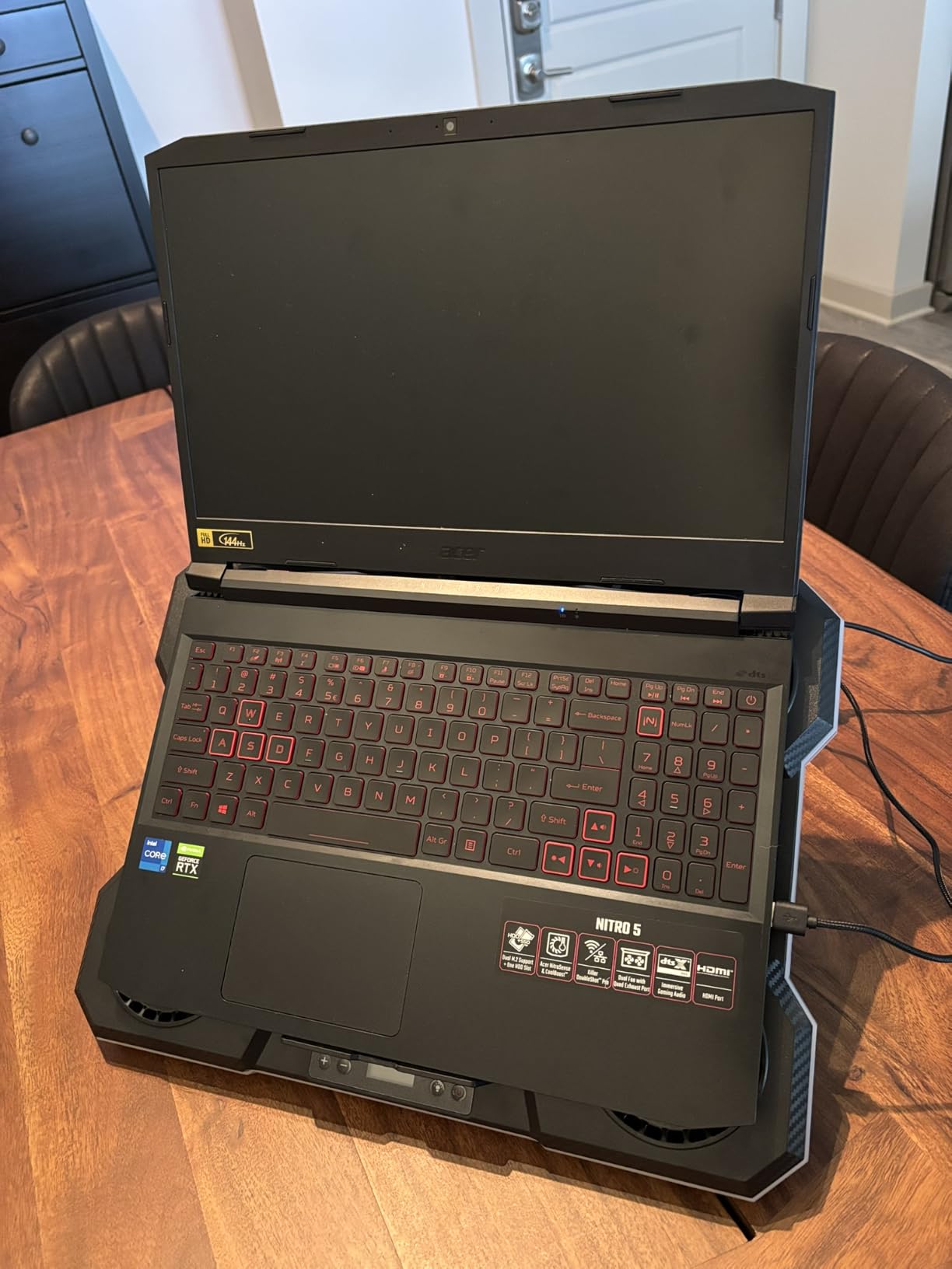 ChillCore Laptop Cooling Pad, RGB Lights Laptop Cooler 9 Fans for 15.6-19.3 Inch Laptops, Gaming Laptop Fan Cooling Pad with 8 Height Stands, 2 USB Ports - A21 Blue customer photo 1