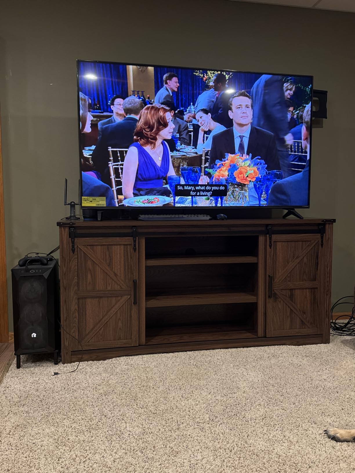 Farmhouse 66”TV Stand for 75+ Inch TV, 32