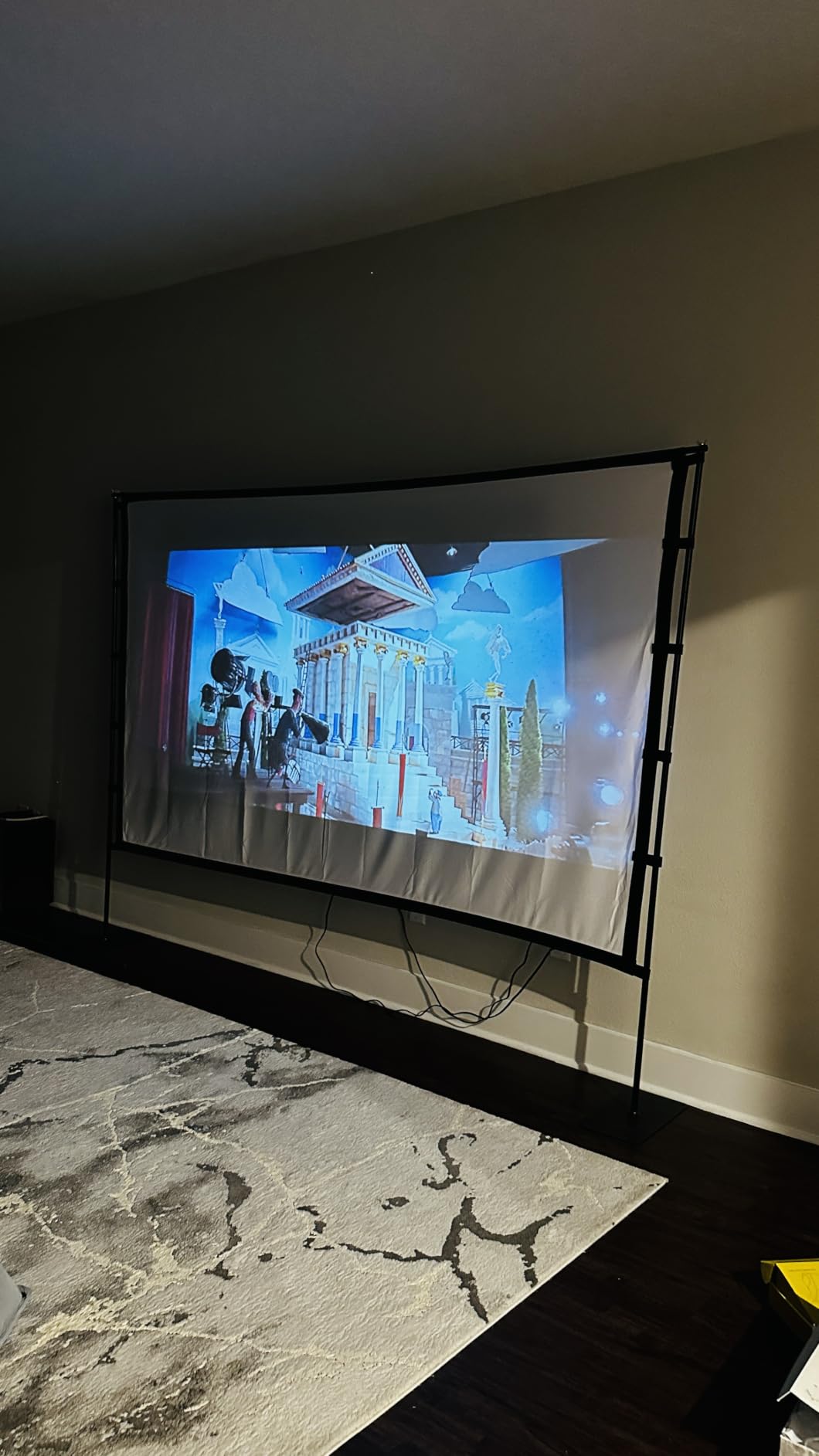 STWUI Outdoor-Projector-Screen-with-Stand - 120 inch Portable Projector Screen Indoor Outdoor Projector Screens 16:9 4K HD Lightweight Movie Screen with Carry Bag for Backyard Movie Night customer photo 2