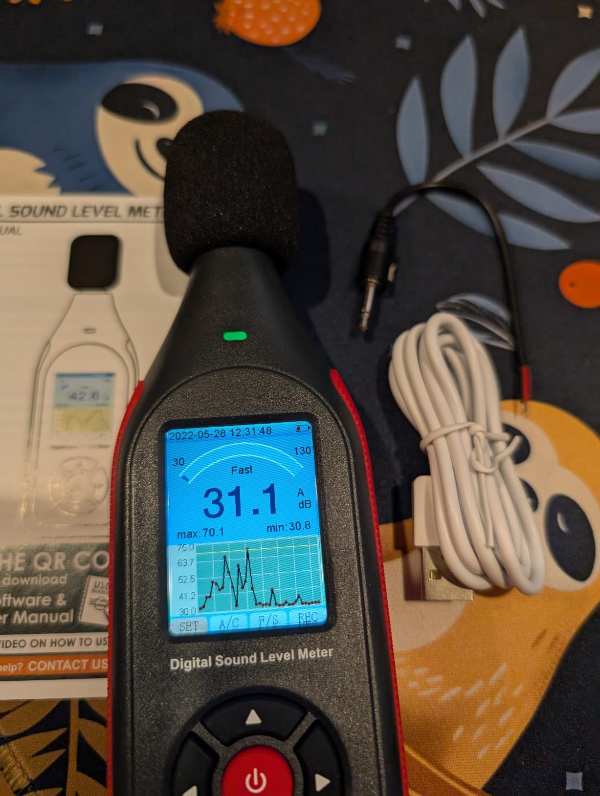 Decibel Meter Data Logger Digital Sound Decibel Meter, Sound Level Meter with 43,000 Data Record & Export, Rechargeable Noise Meter with A/C Frequency&DC Output, 3-Color Alarm, Real Time Measurement customer photo 1