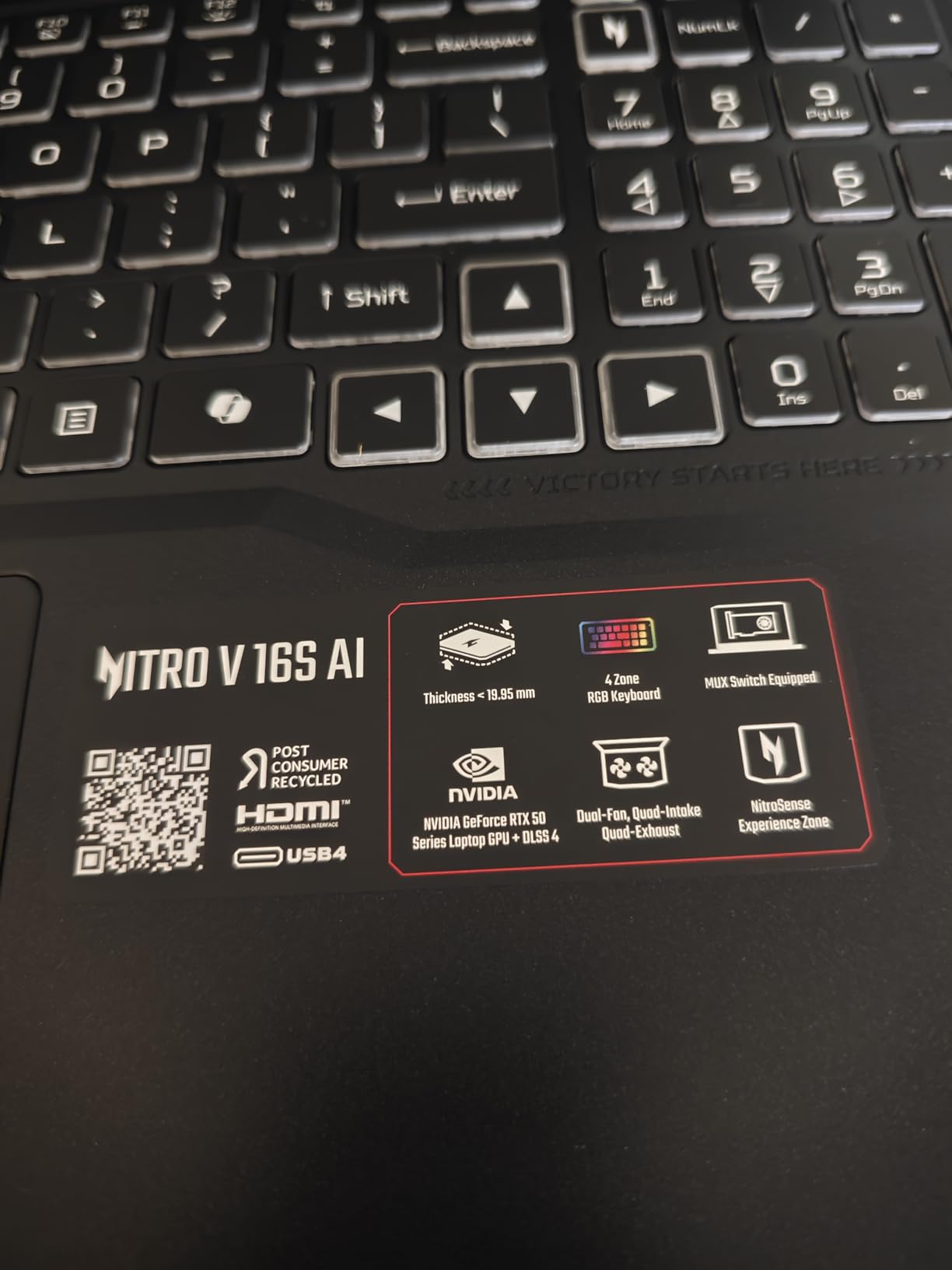 Acer Nitro V 16S AI Gaming Laptop | AMD Ryzen 7 260 Processor | NVIDIA GeForce RTX 5060 Laptop GPU (572 AI Tops) | 16
