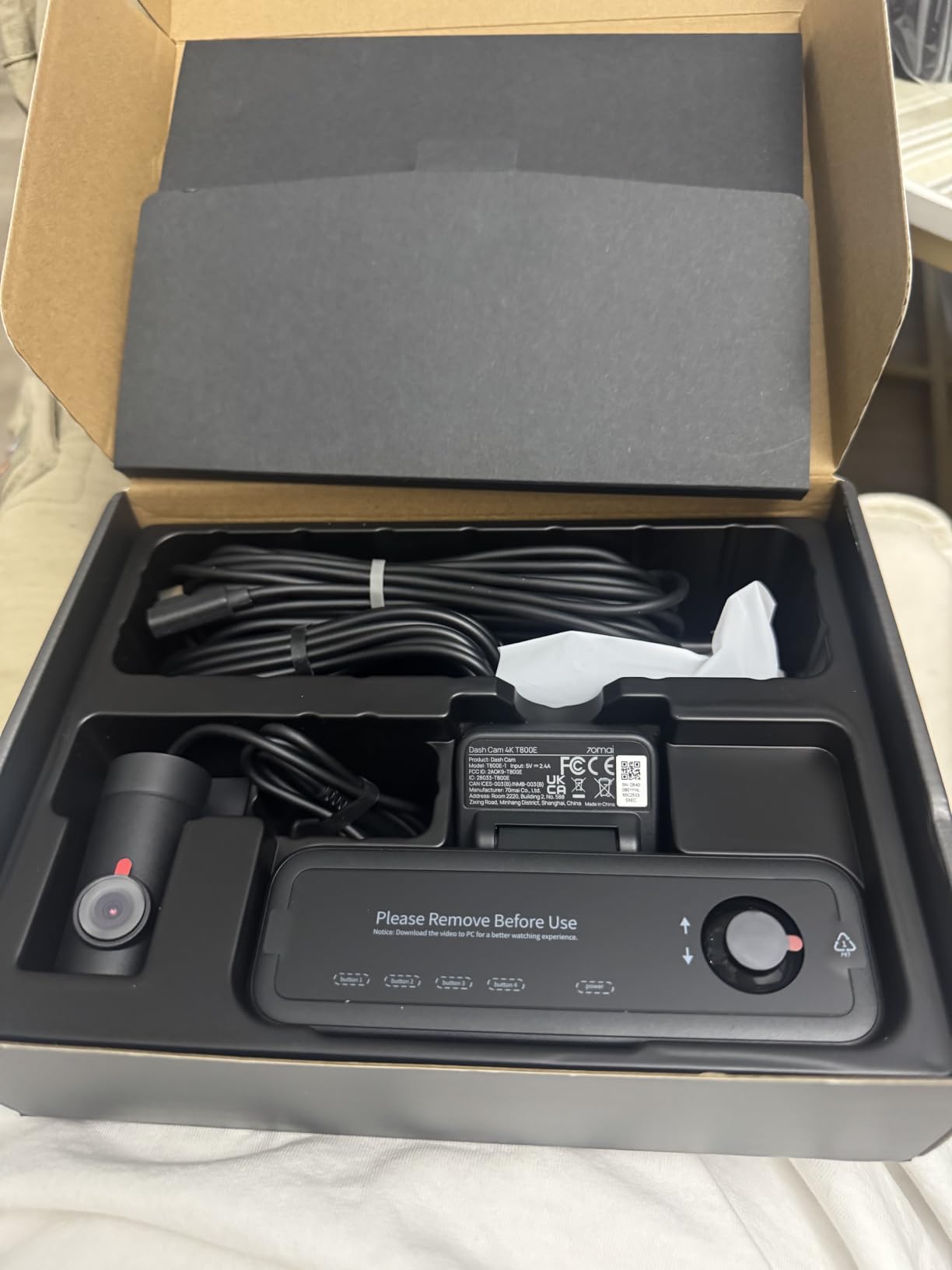 70mai 4K Dash Cam Front and Rear Inside, 3 Channel Car Dash Camera for Cars, Dashcam with GPS, Wi-Fi 6, Voice Control, Parking Monitor, Night Vision, Loop Recording, 64GB SD Card Included (T800E) customer photo 2