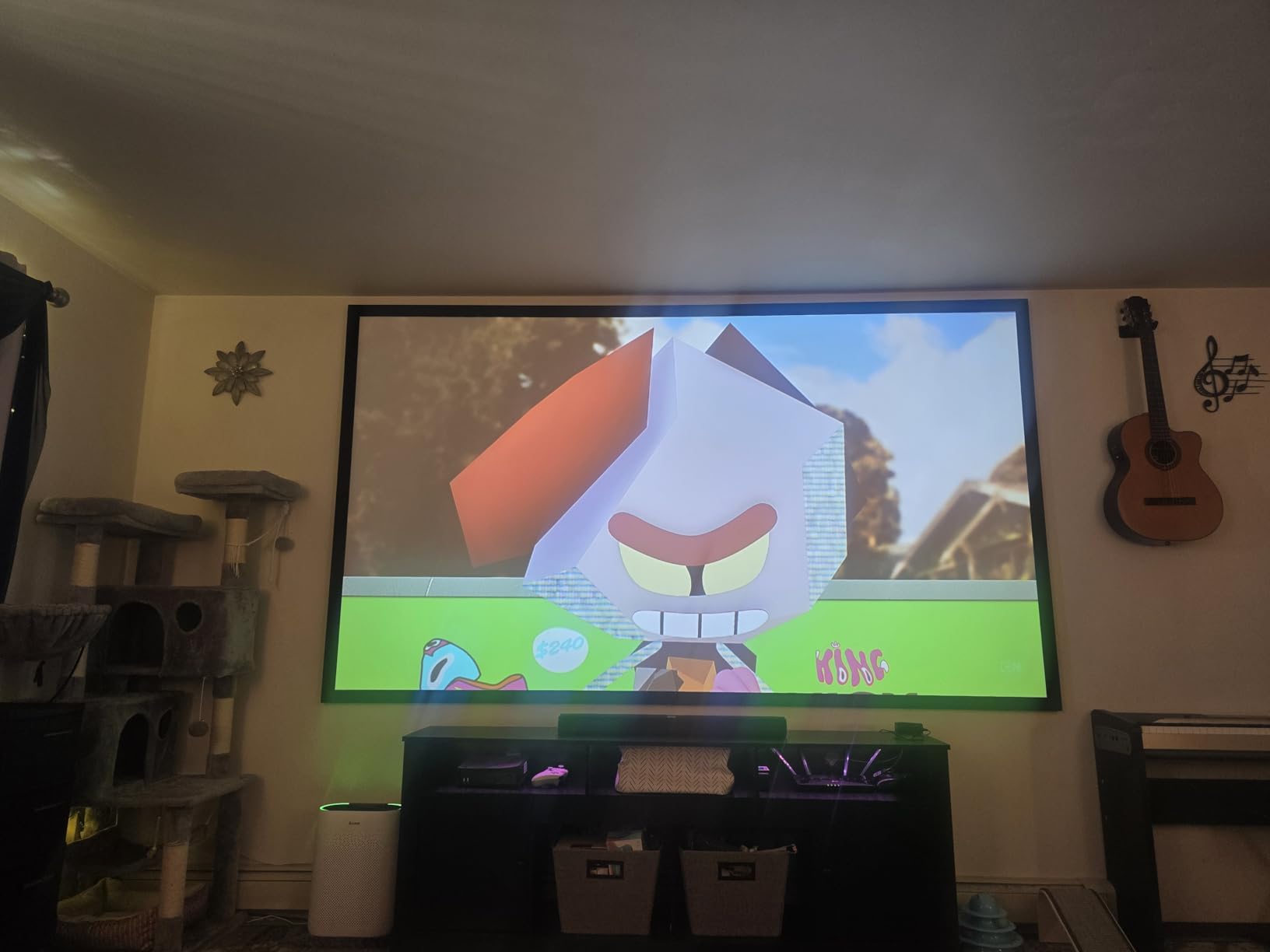 ALR Projector Screen for Standard Throw (Non-UST) with Fixed Frame by SilverMagic - Indoor Wall-Mounted Gray Screen for Home Theater/Living Room/Patio/Office/Classroom - 100 inch 16:9 customer photo 2