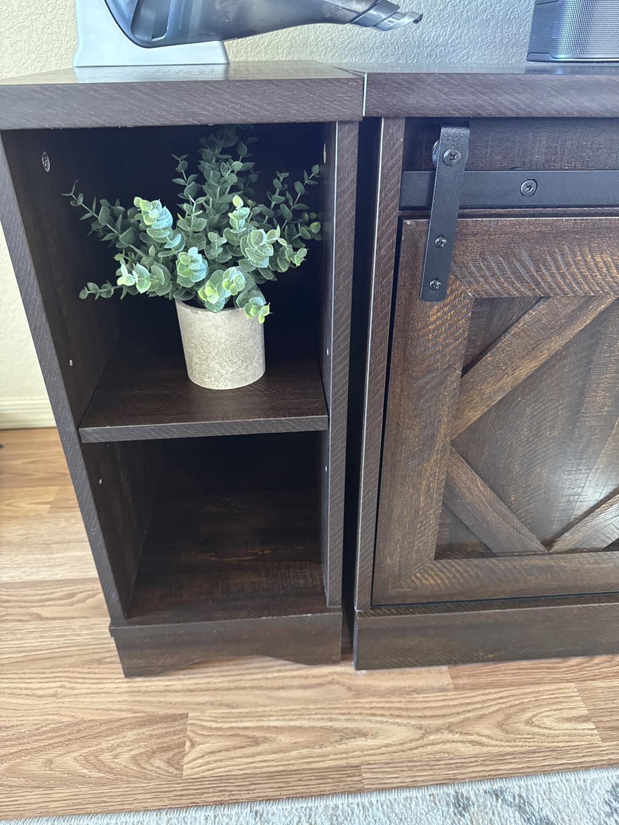 WAMPAT Farmhouse Style TV Stand for 60-75 inch TV w/Distressed Wood Finish customer photo 2