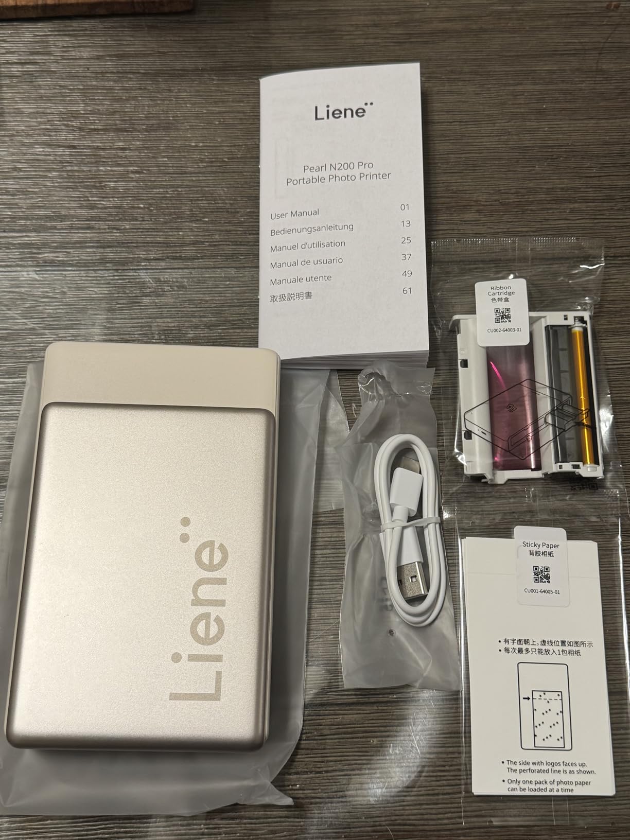 Liene Pearl N200 Pro Portable Photo Printer, Instant Mini Picture Printer for iPhone Smartphone, Thermal Dye Sublimation, Bluetooth Sticker Printer 50 Sheets 2x3 Adhesive Paper & 5 Cartridges, Purple customer photo 1