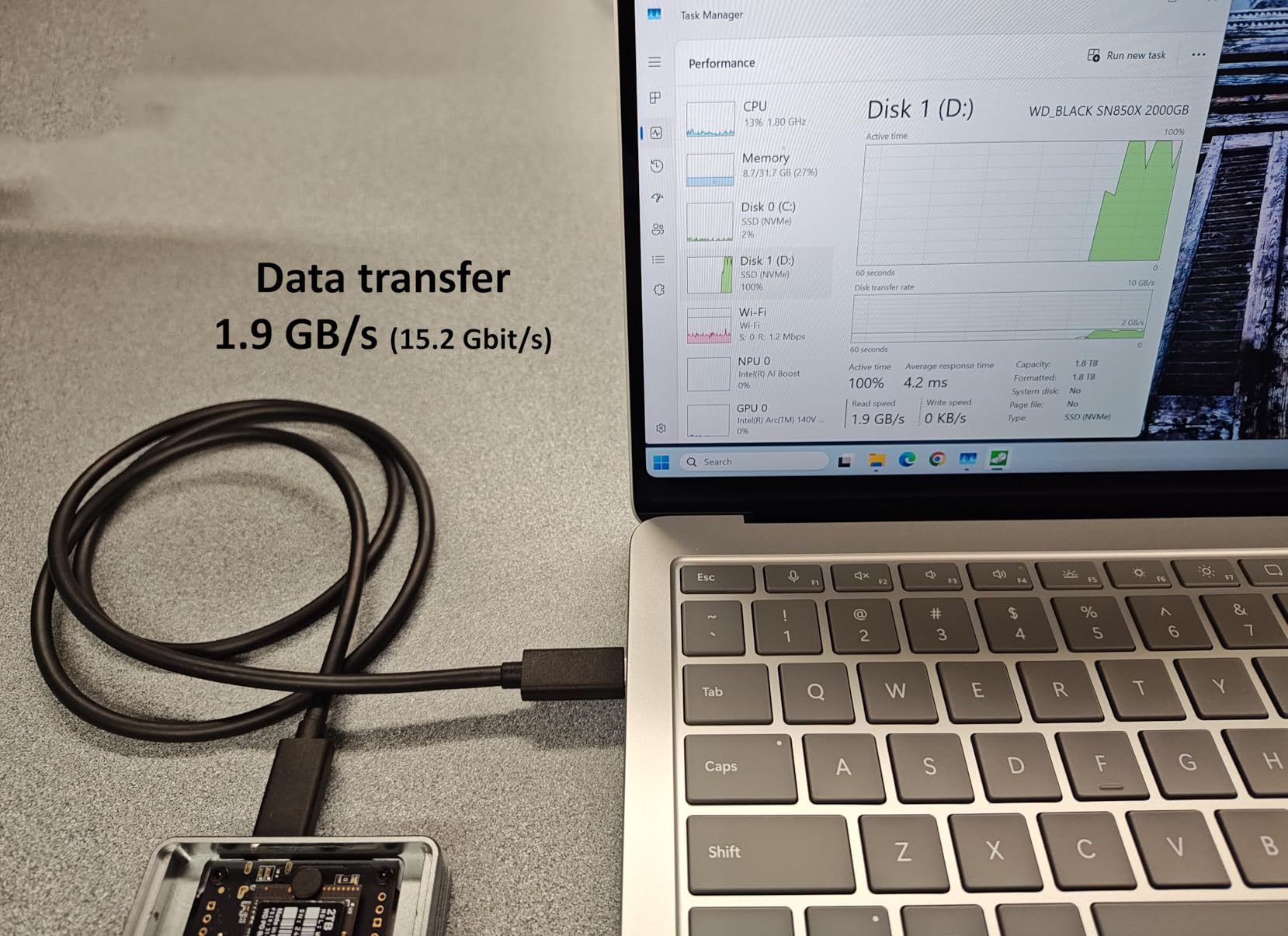 Fiber Optic USB C Tethering Cable 15FT, Right Angle 10Gbps Bidirectional Data Transfer & PD 60W USB 3.2 Gen2 Cable with German SiliconLine Chip for VR/Camera/Computer/Sony/Nikon/Canon/FujiFilm customer photo 1