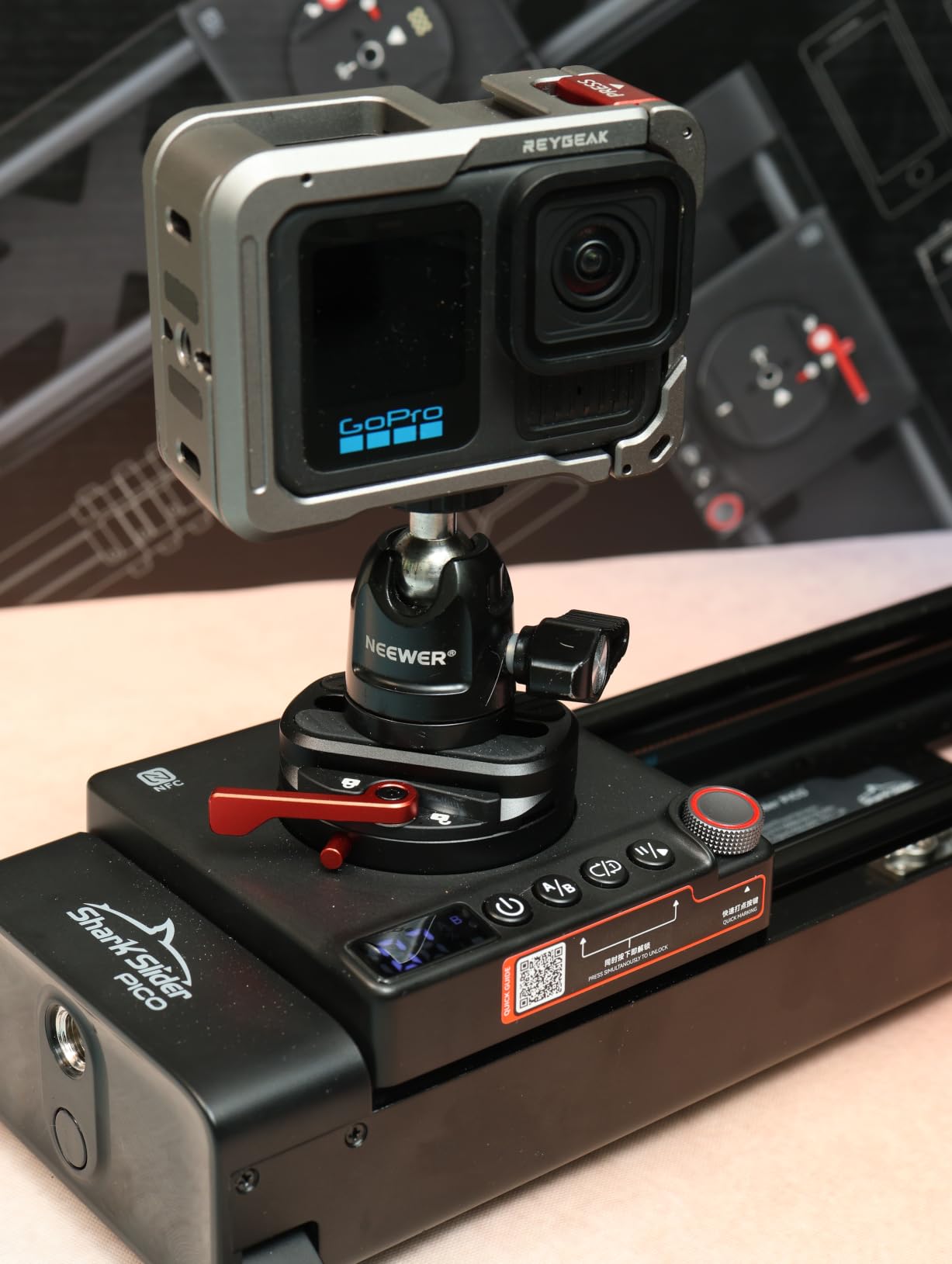 iFootage Shark Slider PICO, 15.8'' Motorized Camera Slider, Phone Slider | with 360° Pan Rotation, DJI Pocket 3/4 & Action 5/6 Compatible, Bluetooth/NFC for Smartphones, 7-Hour Battery, 2.4lb Payload customer photo 2