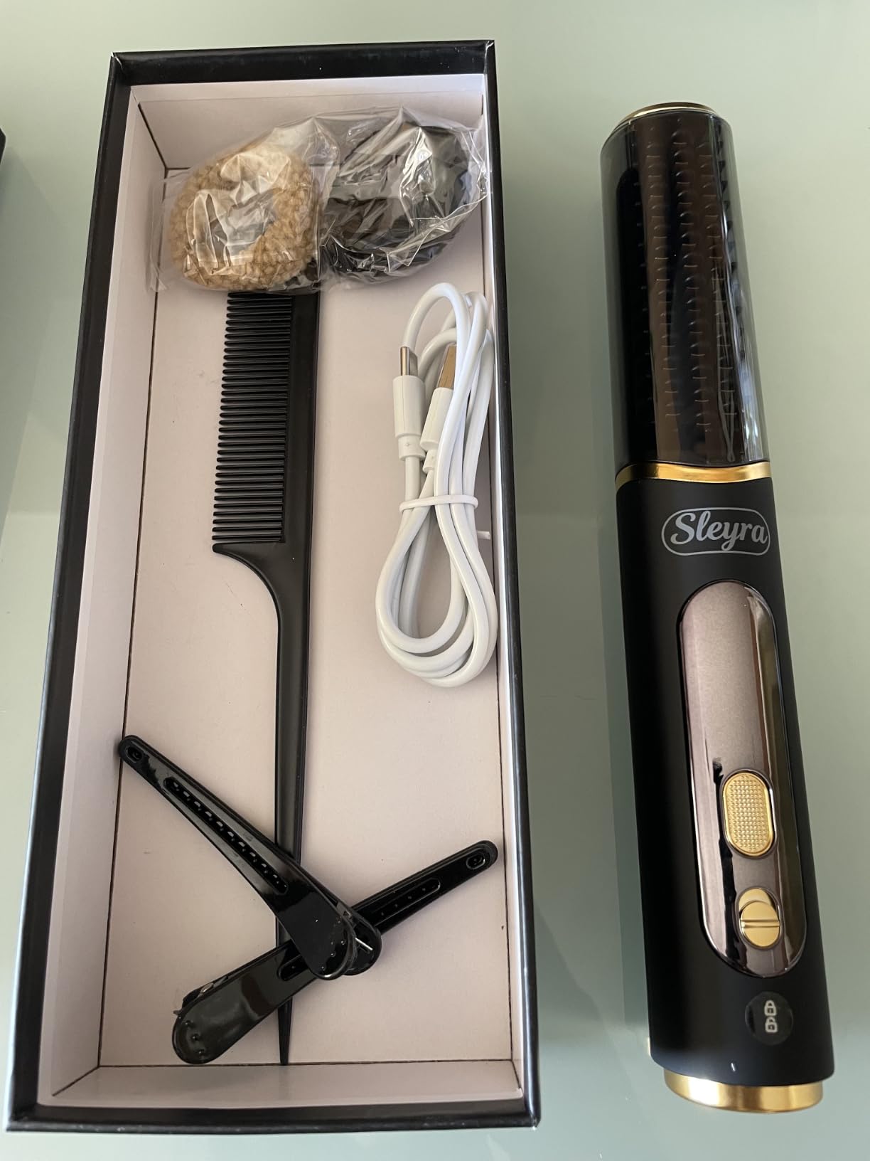 Cordless Hair Straightener Brush, Negative Ionic Hot Comb for Women Travel customer photo 2