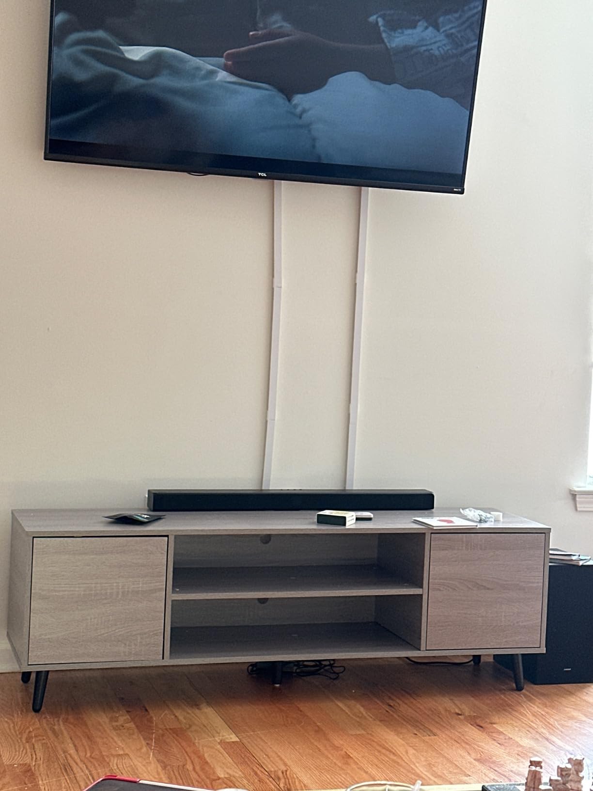 YESHOMY 70” Fluted TV Stand for 75 Inch TV, Modern Wood Media Console customer photo 1