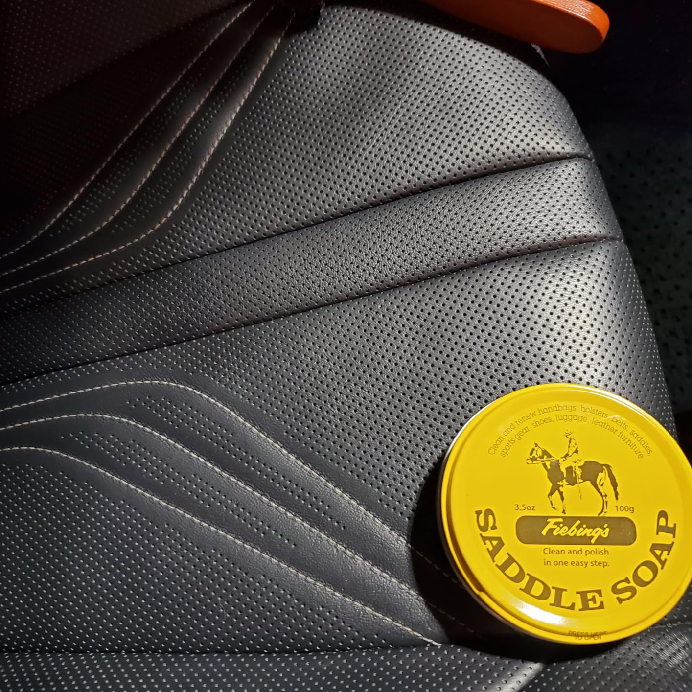 Fiebing's Yellow Saddle Soap for Leather (3.5 oz Tin) - Leather Cleaner & Conditioner to Soften, Protect & Restore Leathercraft - Leather Soap for Car Seat, Couch, Shoe, Purse, Boot, Bag, & Saddles customer photo 2