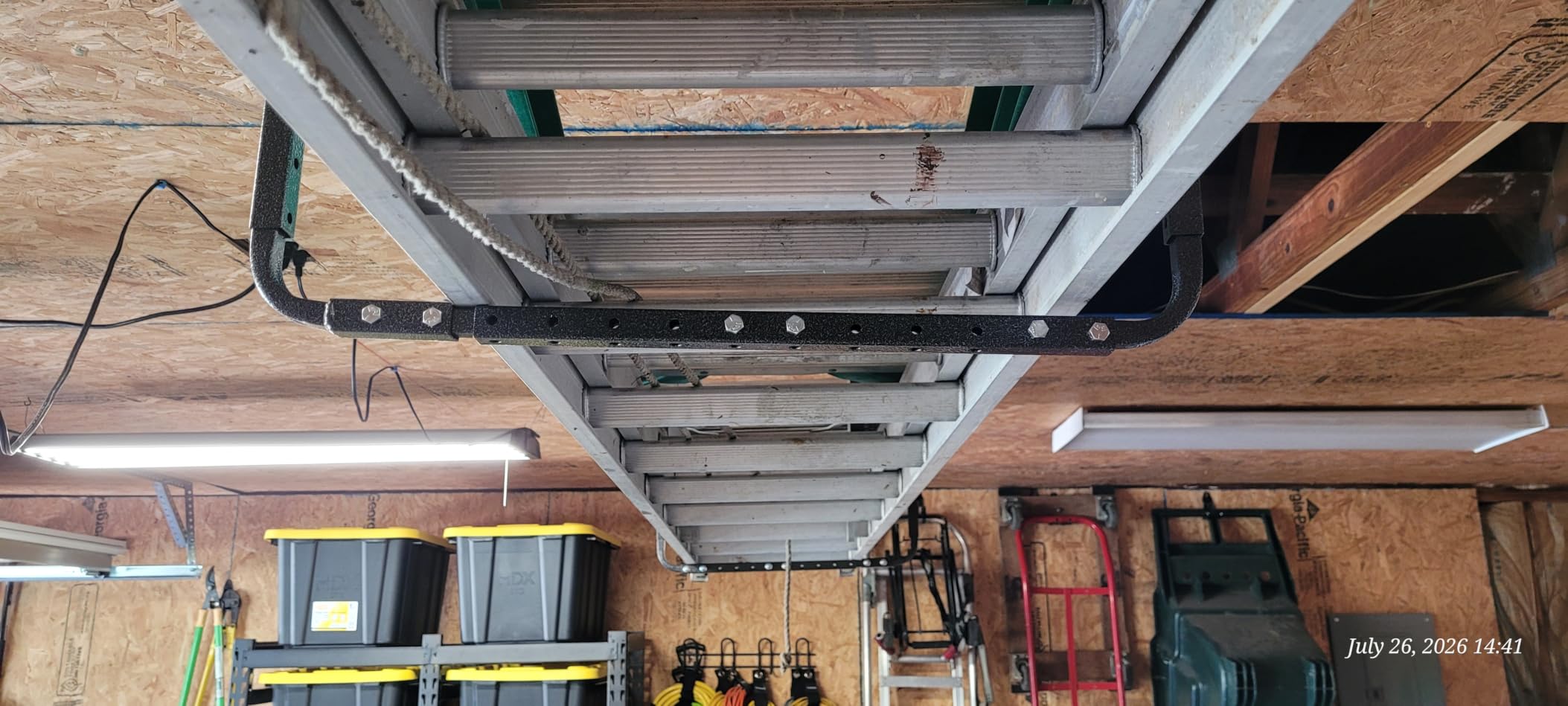 HyLoft 33 in. x 34 in. Adjustable Garage Ceiling Mount Storage Rack Kit, Garage Overhead Storage Bracket, 80842-10, White customer photo 1