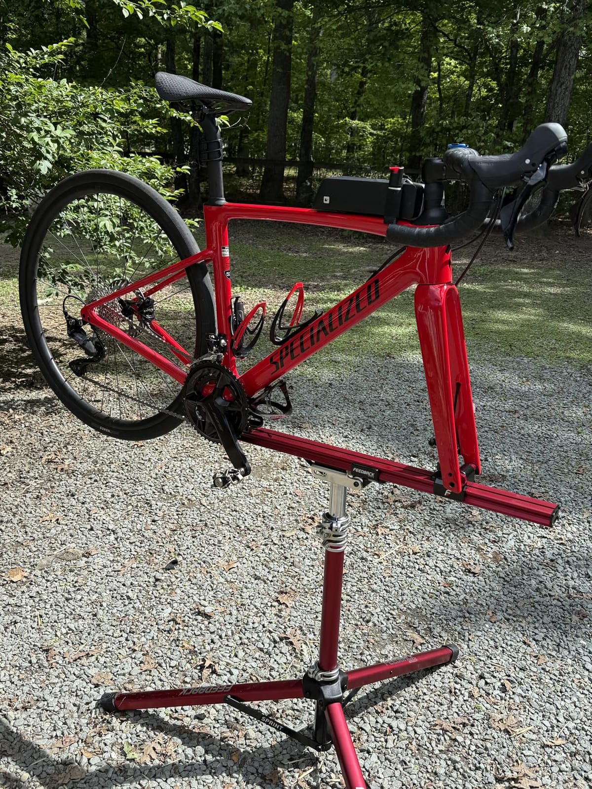 Feedback Sports Sprint Bike Repair Stand, Compact Bike Workstand, Red customer photo 2