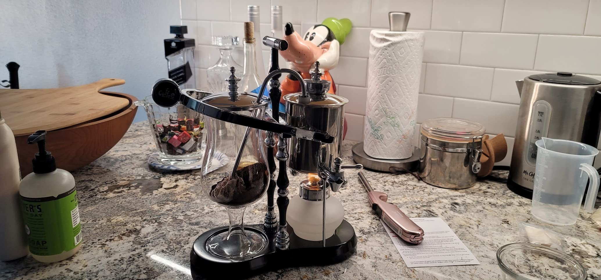 Diguo Belgian/Belgium Balance Siphon/Syphon Coffee Maker. Elegant Double Ridged Fulcrum with Tee handle customer photo 1