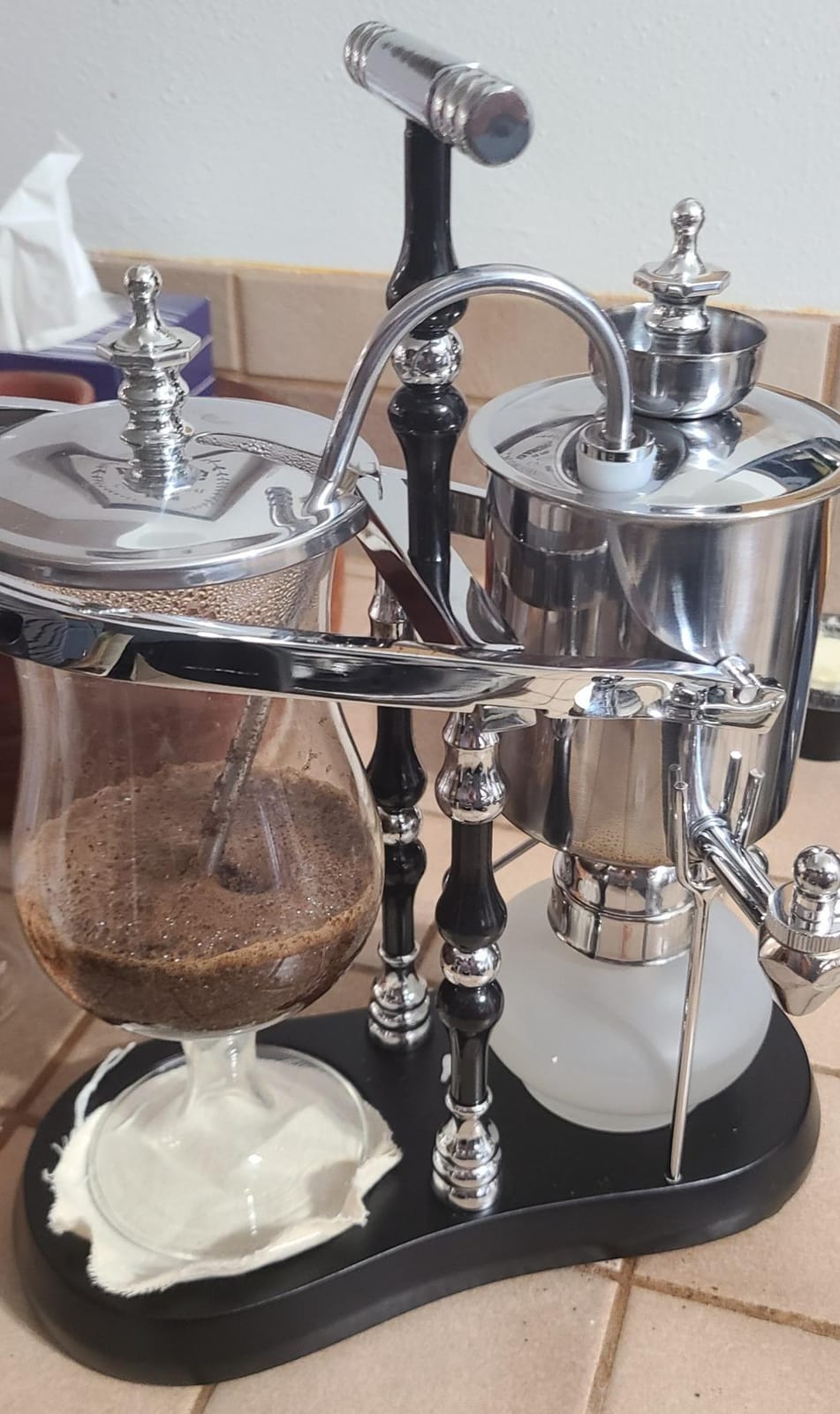 Diguo Belgian/Belgium Balance Siphon/Syphon Coffee Maker. Elegant Double Ridged Fulcrum with Tee handle customer photo 2