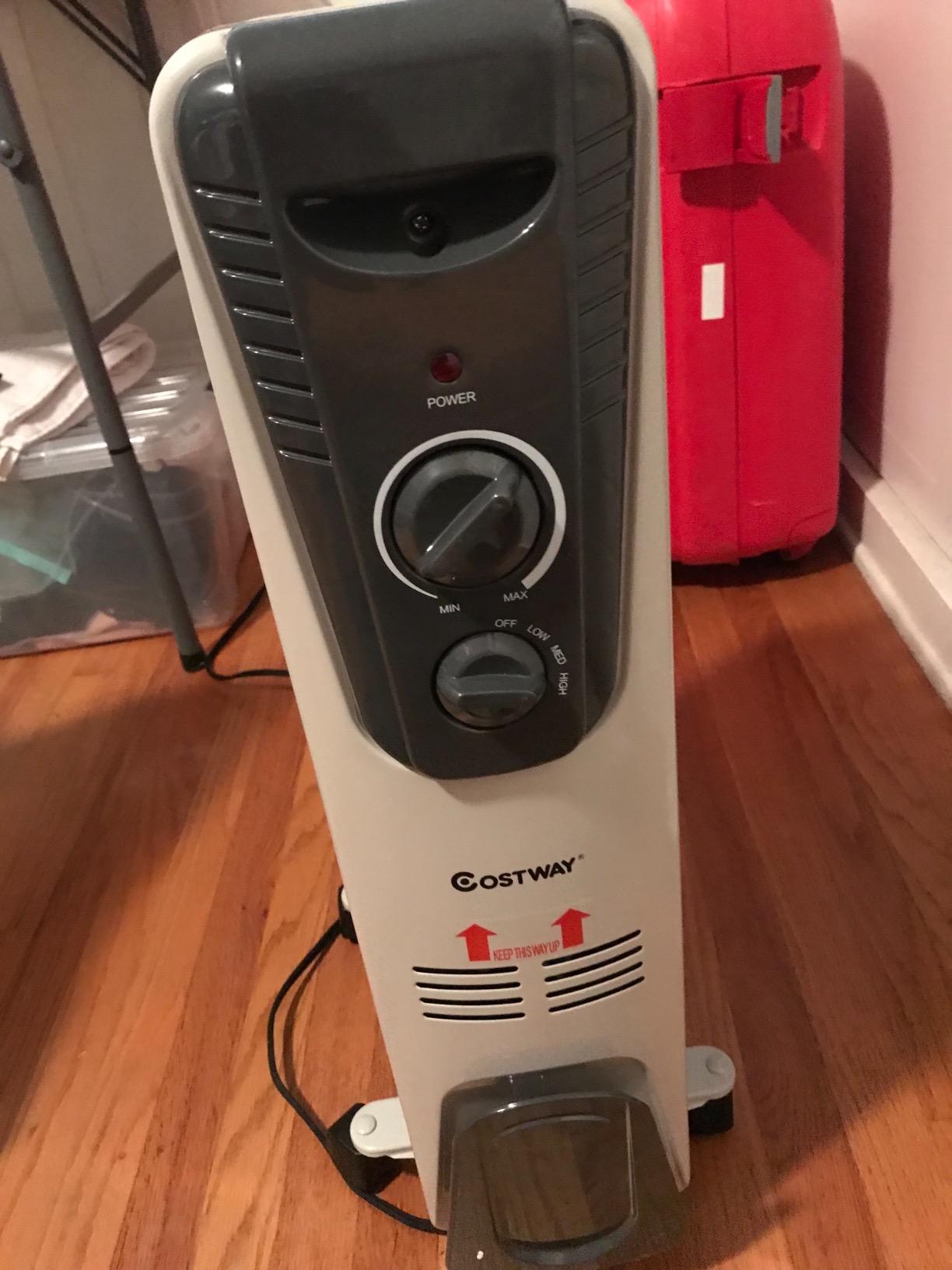 TANGKULA Electric Oil Heater, 1500W Oil Filled Radiator Heater w/Tip-over and Overheating Protection, Portable Radiant Heater with Adjustable Thermostat, 3 Heating Modes for Home Office customer photo 1