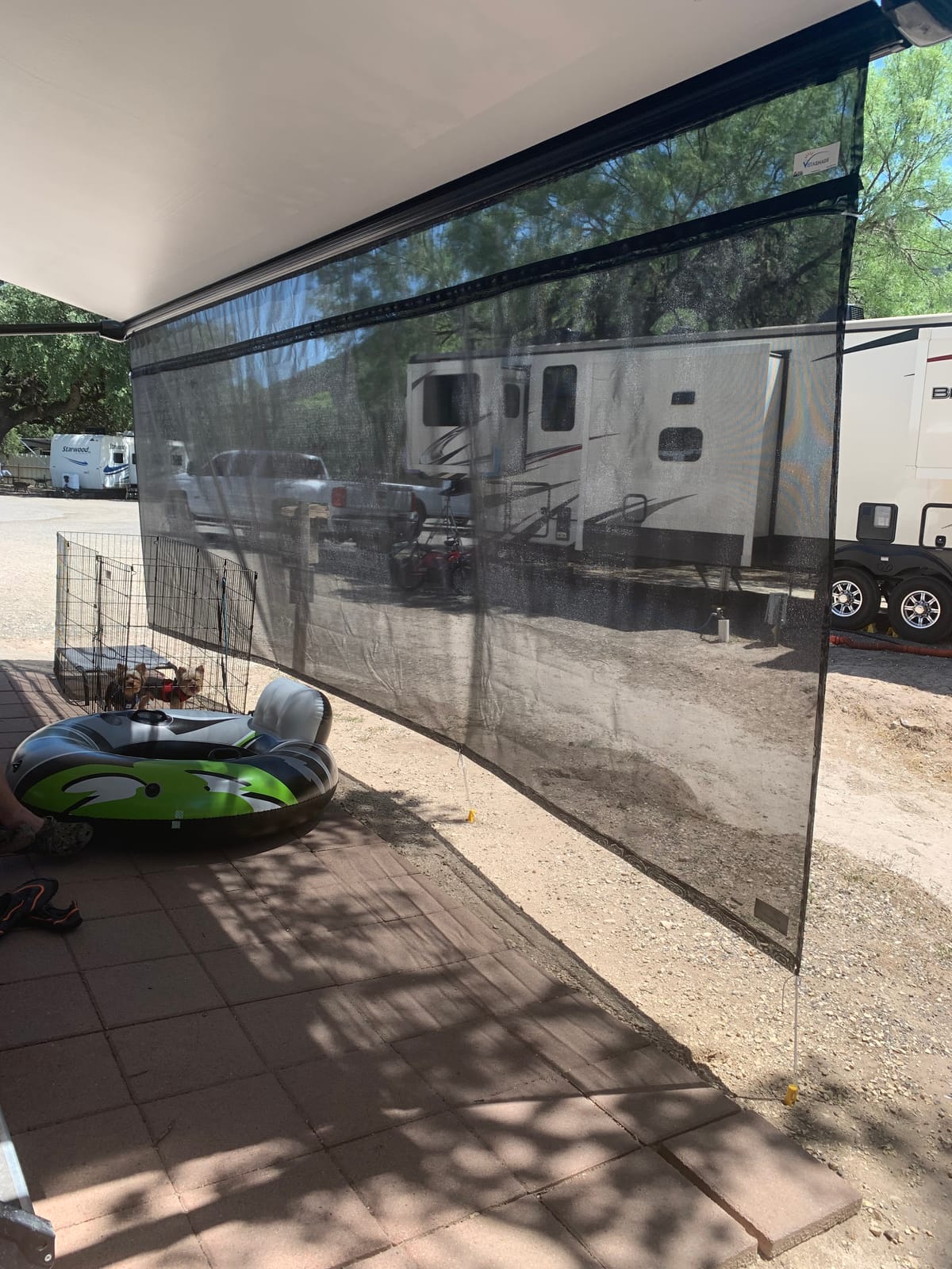 ShadePro - Vista Shade - RV Awning Shade Screen - Zipper Sun Screen Installs in Seconds - Solar Mesh Blocks 87% of Sunlight - The Original Camper Sunscreen Shade for Awnings - 13' x 7' - Black customer photo 2