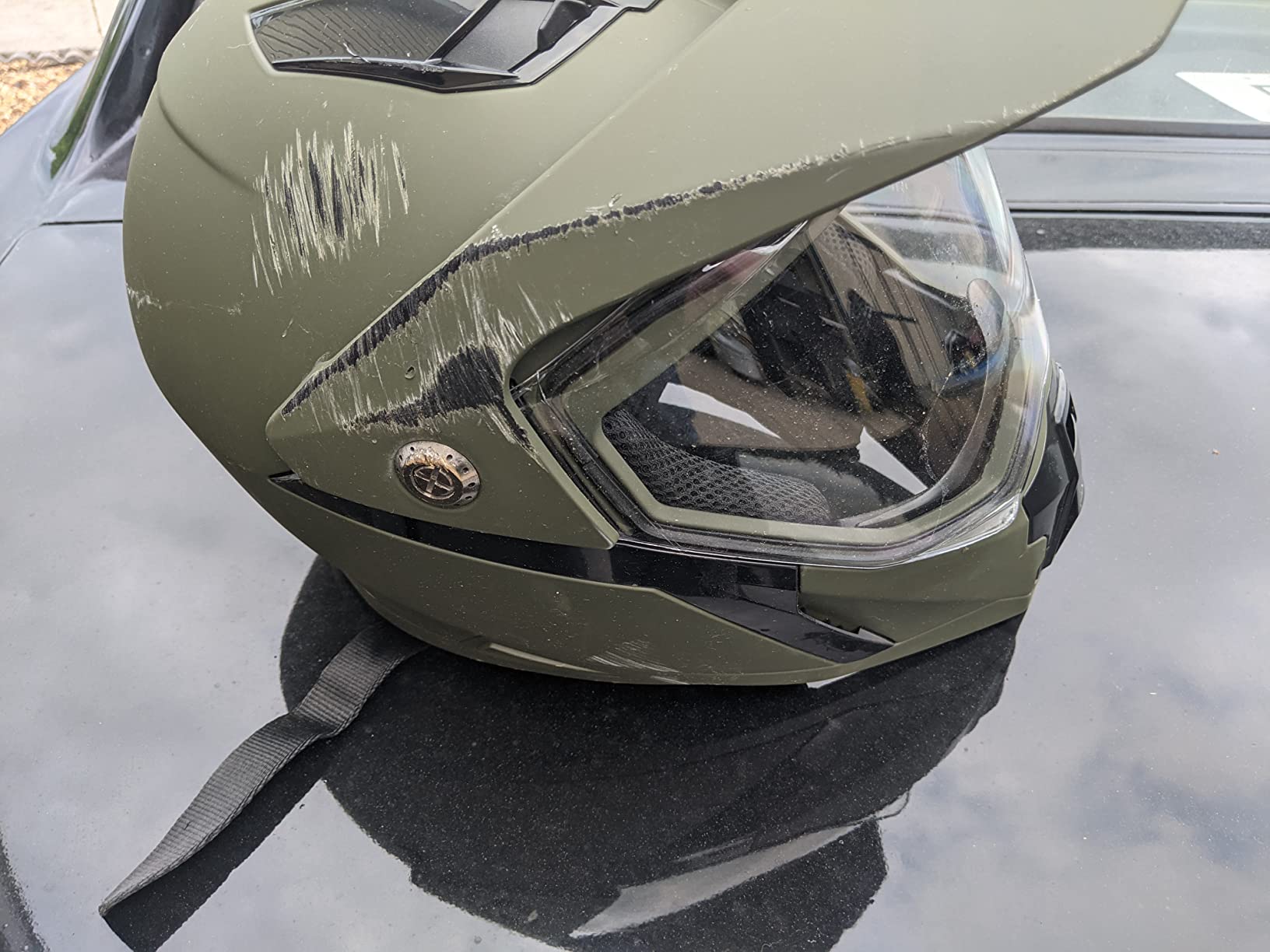 MMG Adult Dual Sport Full Face Helmet, Dirt Bike/ATV/Street, Green, Large customer photo 2