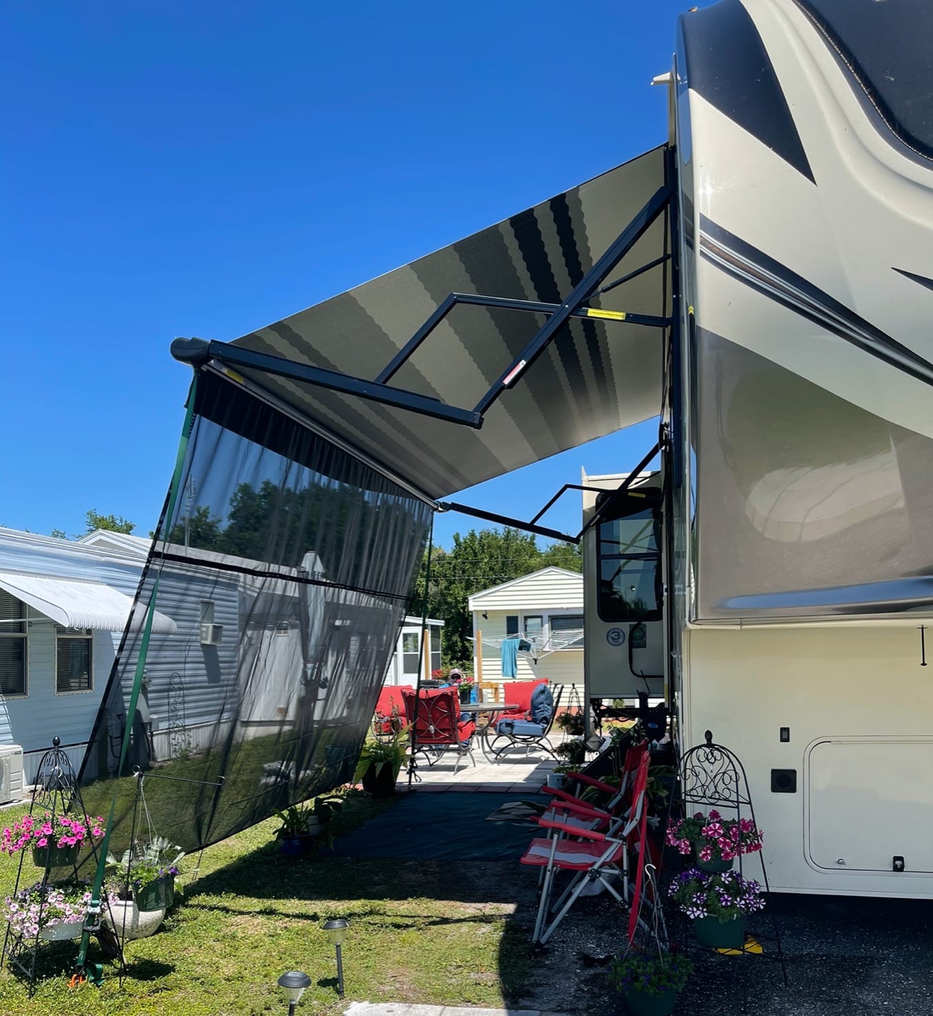 RV Awning Sun Shade Screen with Zipper 9' x 14'(Fit for 15' Awning), RV Awning Shade Screen with Zipper Motorhome Trailer Camper Awning Shade Black Mesh Sunscreen UV Blocker Complete Kits customer photo 1