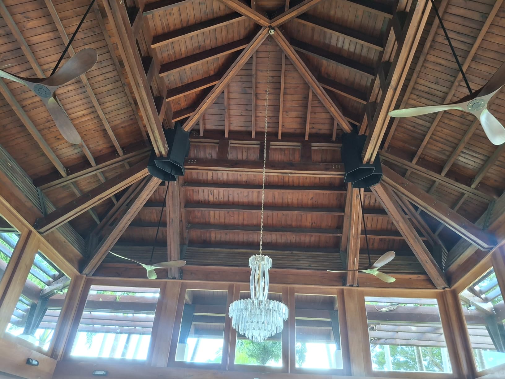 72 Inch Ceiling Fan No Light ,Wood Outdoor Ceiling Fans for Patios Living Room Garage Gazebo Mid Century Modern Exterior Extra Large Waterproof Ceiling Fan Without Light with Downrod (Walnut) customer photo 1