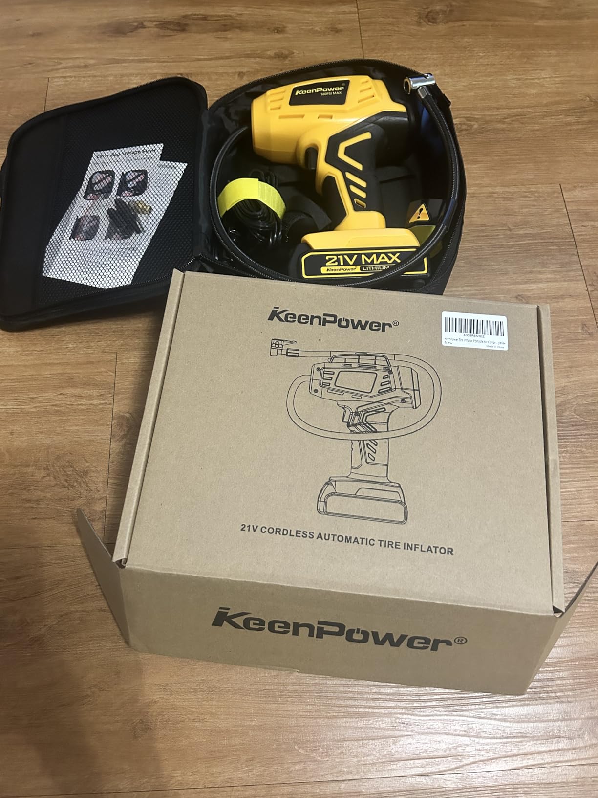 KeenPower Tire Inflator Portable Air Compressor 21V Battery Powered 160PSI customer photo 1