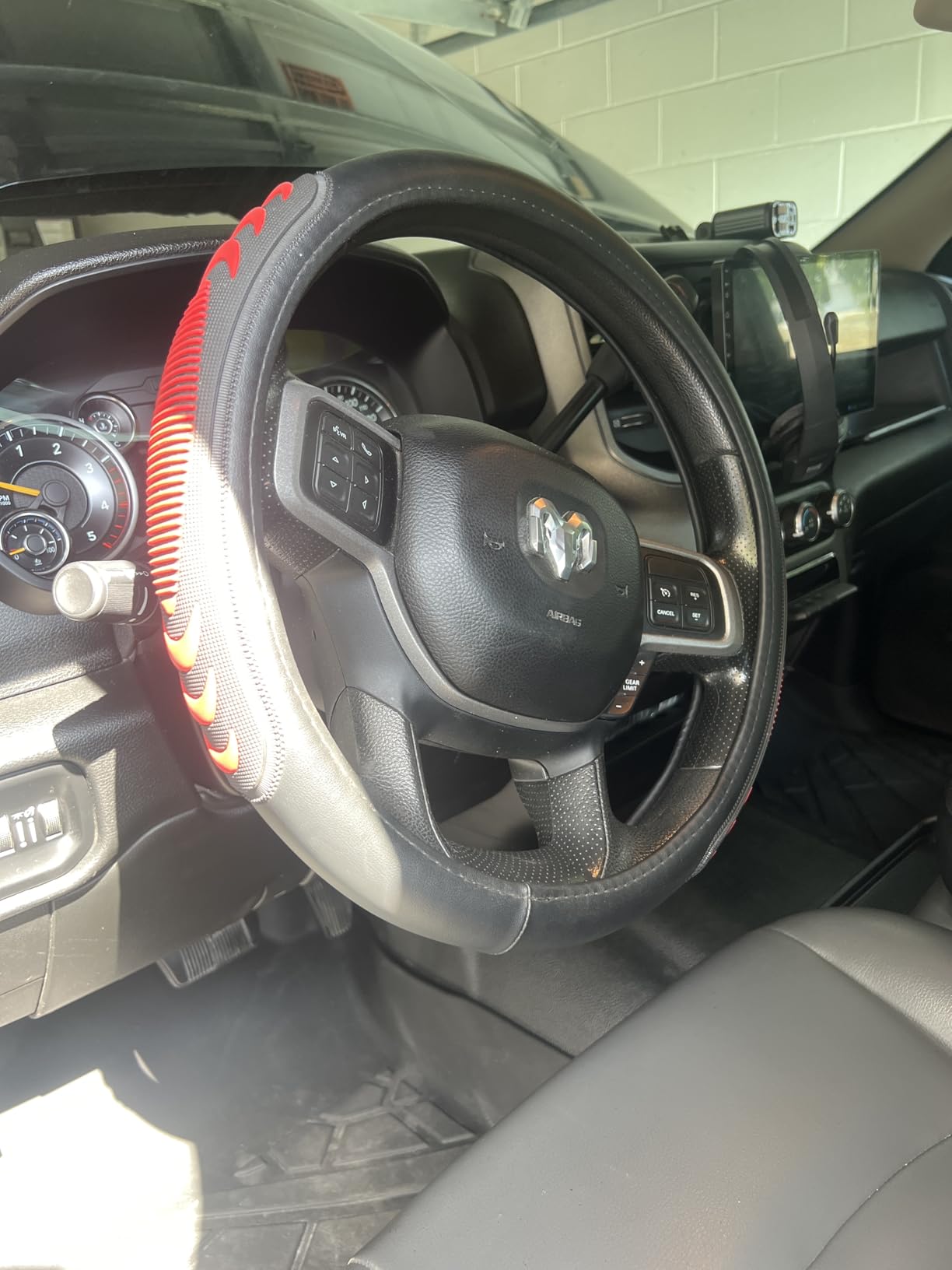 Yangday Leather Steering Wheel Cover for Dodge Ram 1500 2500 3500, 15.5-16 Inches Car Steering Wheel Cover with Anti-Slip Massage Particle (Black) customer photo 2