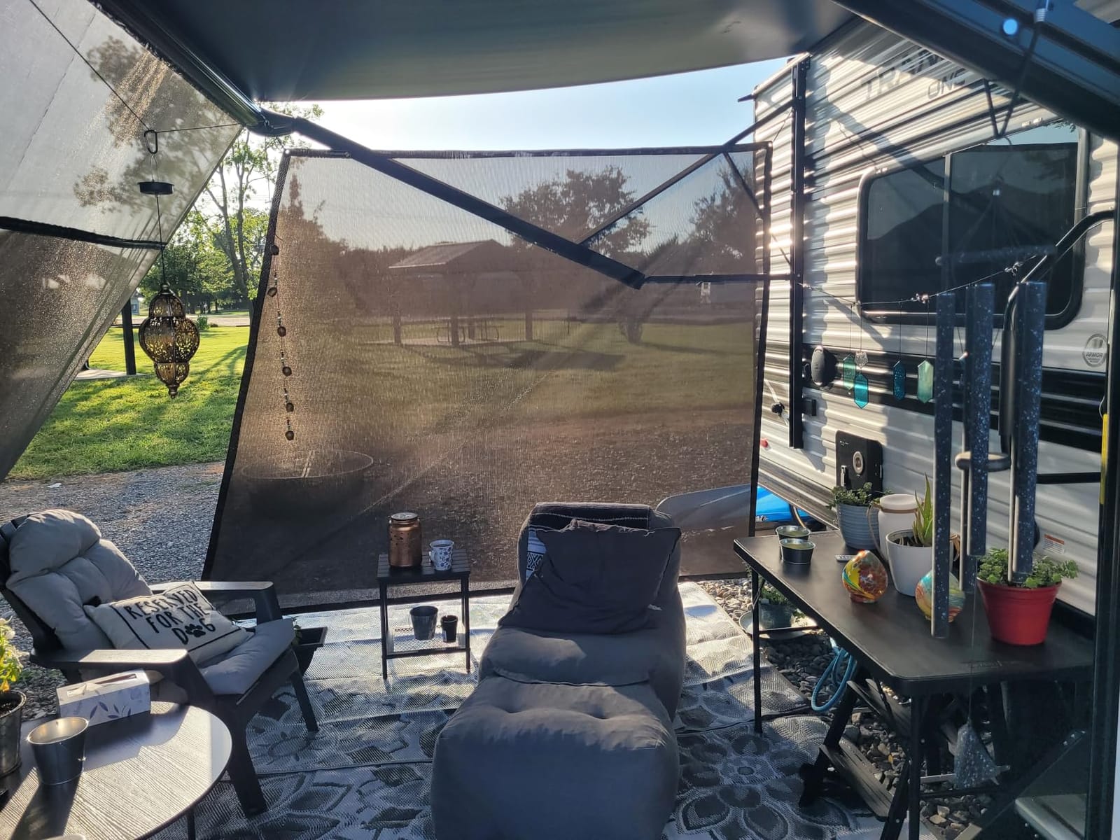RV Awning Sun Shade Screen 8'x17'3''(Fit for 18' Awning),Black Mesh Shade Screen with Zipper,Universal Trailer Camper Awning Screen with Complete Kits,Improves Shadow and Privacy. customer photo 2