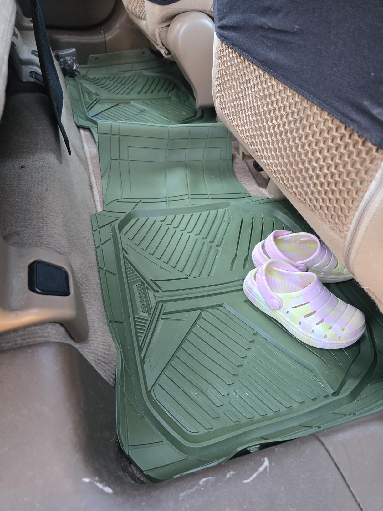 CAR PASS Heavy Duty Rubber Car Mats, Deep-Dish Odorless Car Floor Mats All Weather, Universal Trim-to-Fit for SUVs Trucks Sedans, Waterproof Anti-Slip, 3 Pieces V12 Black customer photo 2