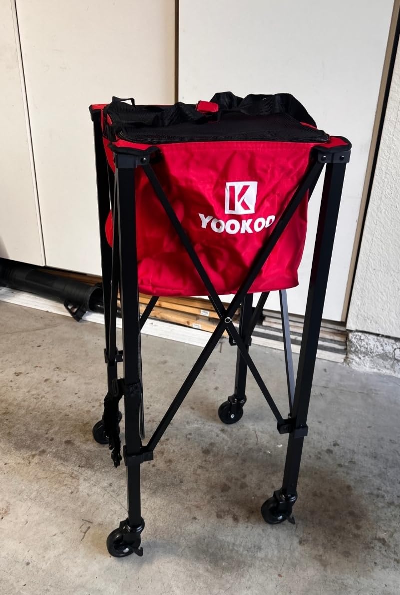 YooKoo Tennis Ball Hopper Holds 150 Balls, Tennis Cart with Black/Red Bag customer photo 1