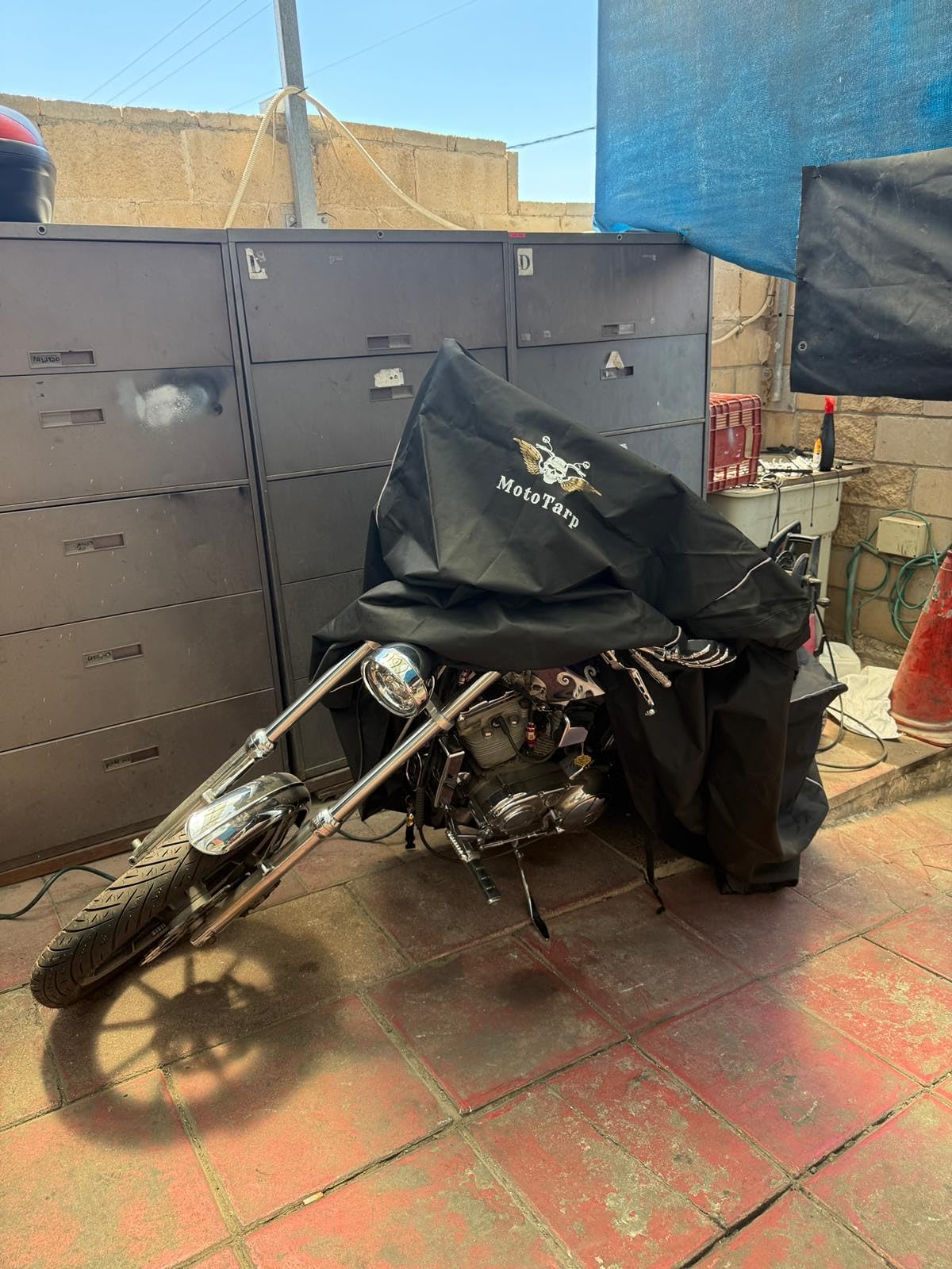 600D Heavy-Duty Waterproof Motorcycle Cover for Outdoor Storage - All-Season Weather Protection with Air Vents, Exhaust Heat Shield, Wheel Lock Slots & Reflective Strips customer photo 1