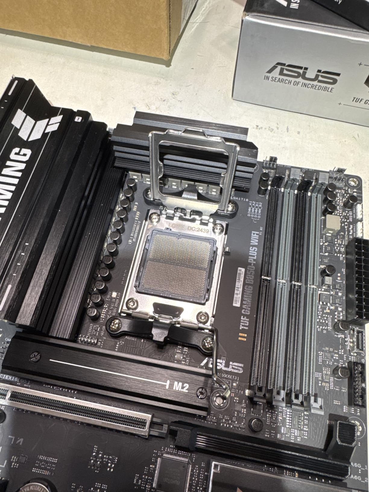 ASUS TUF Gaming B850-PLUS WiFi AMD AM5 B850 ATX Motherboard, 14+2+1 80A Stages, AI Ready, DDR5, PCIe 5.0, 3X M.2, Wi-Fi 7, 2.5Gb LAN, DisplayPort, HDMI™, USB 10Gbps & 20Gbps Type-C®, BIOS Flashback™ customer photo 1