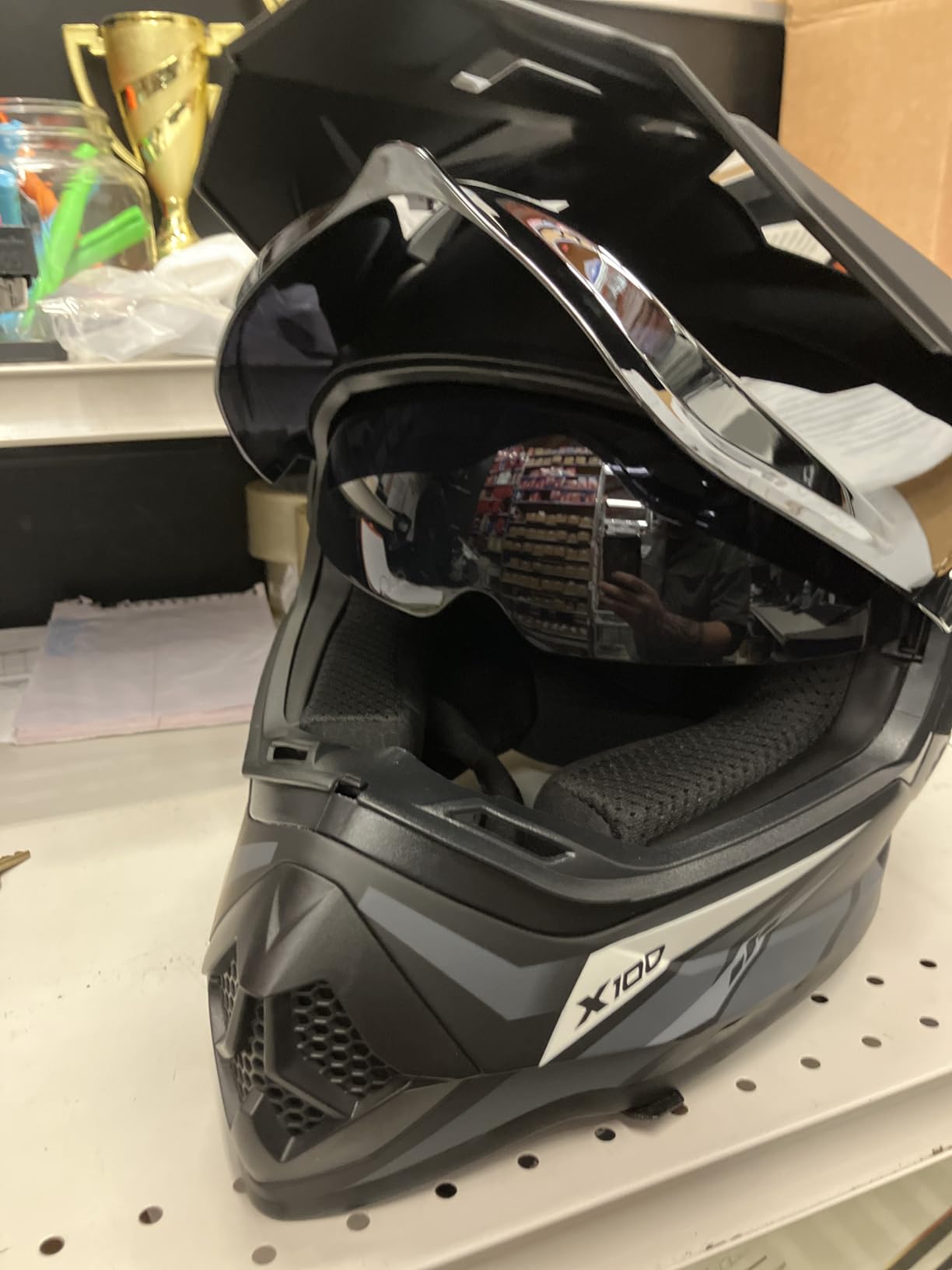 Orthrus Dual Sport Adventure Motorcycle Helmet DOT Certified for Adults, UV Protected Dual Visor & Intercom Slot, ATV UTV Dirt Bike Snowmobile Off Road Helmets customer photo 2