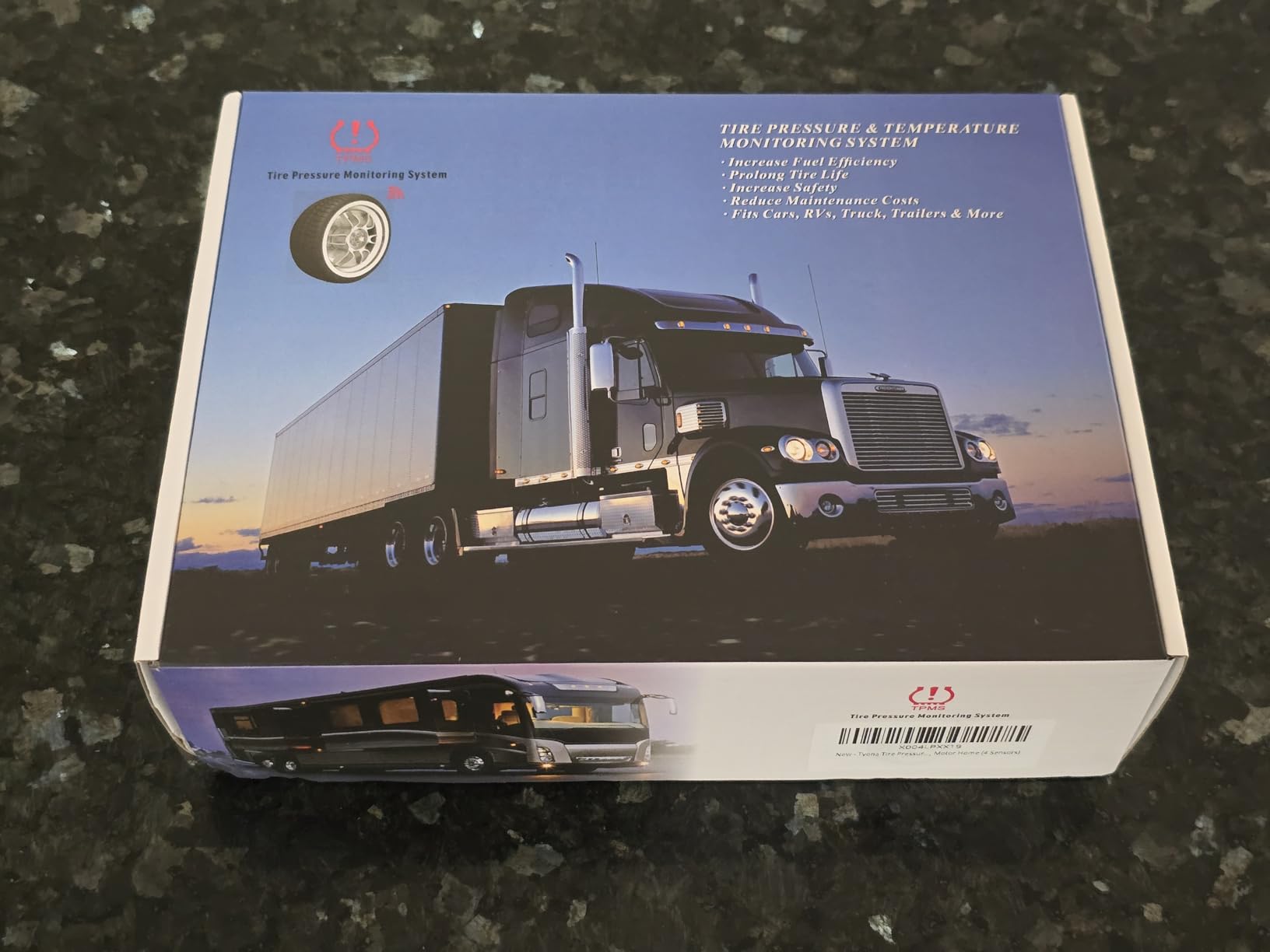 Tire Pressure Monitoring System, Truck TPMS RV Trailer tpms 0-199psi Thru Sensors 4.5-inch Color Screen, 6 Alarm Modes, Long-Distance Sensing, for Trucks, Motor Home (6 Flow Thru Sensors) customer photo 2