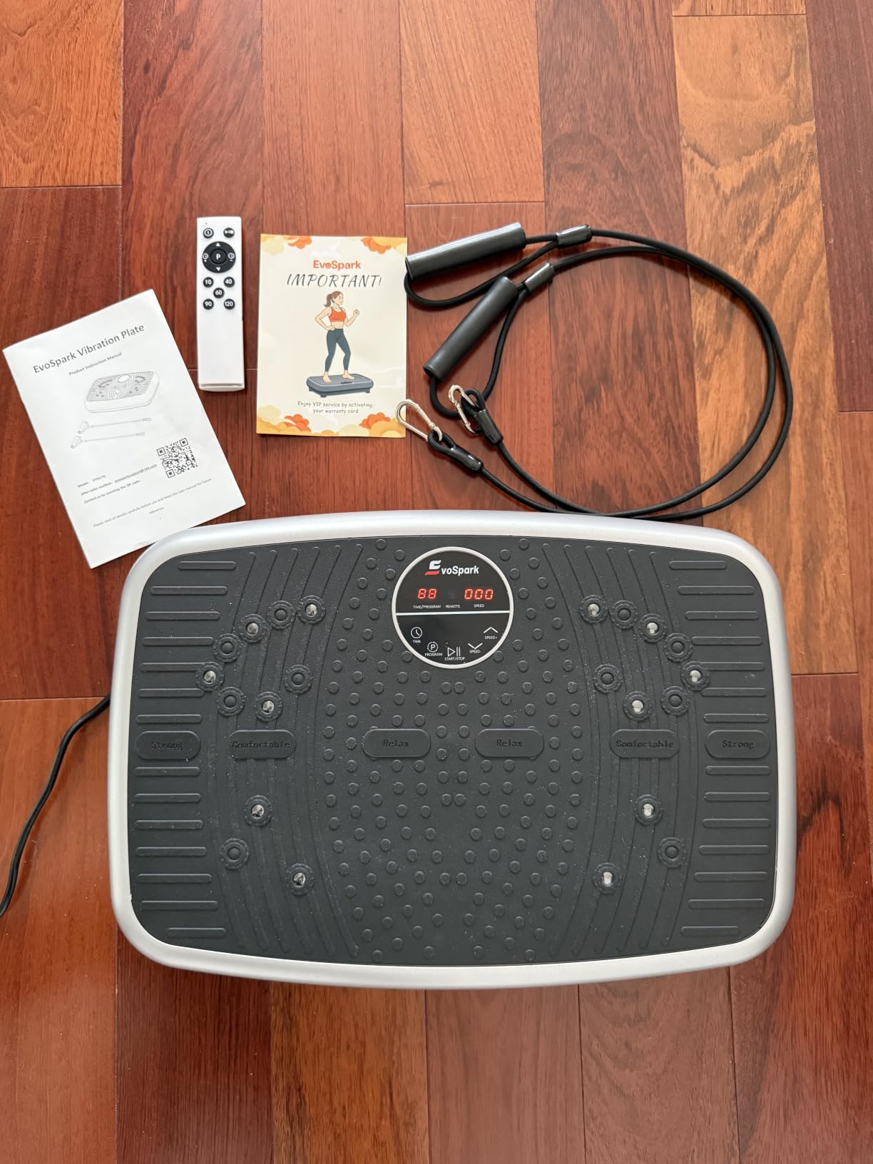 Vibration Plate Exercise Machine, Powerful Dual Motor Vibration Plate for Lymphatic Drainage & Speaker with Music, Magnetic Massage, Weight Loss & Full Body Workout, Resistance Bands,450 Lbs Capacity customer photo 1